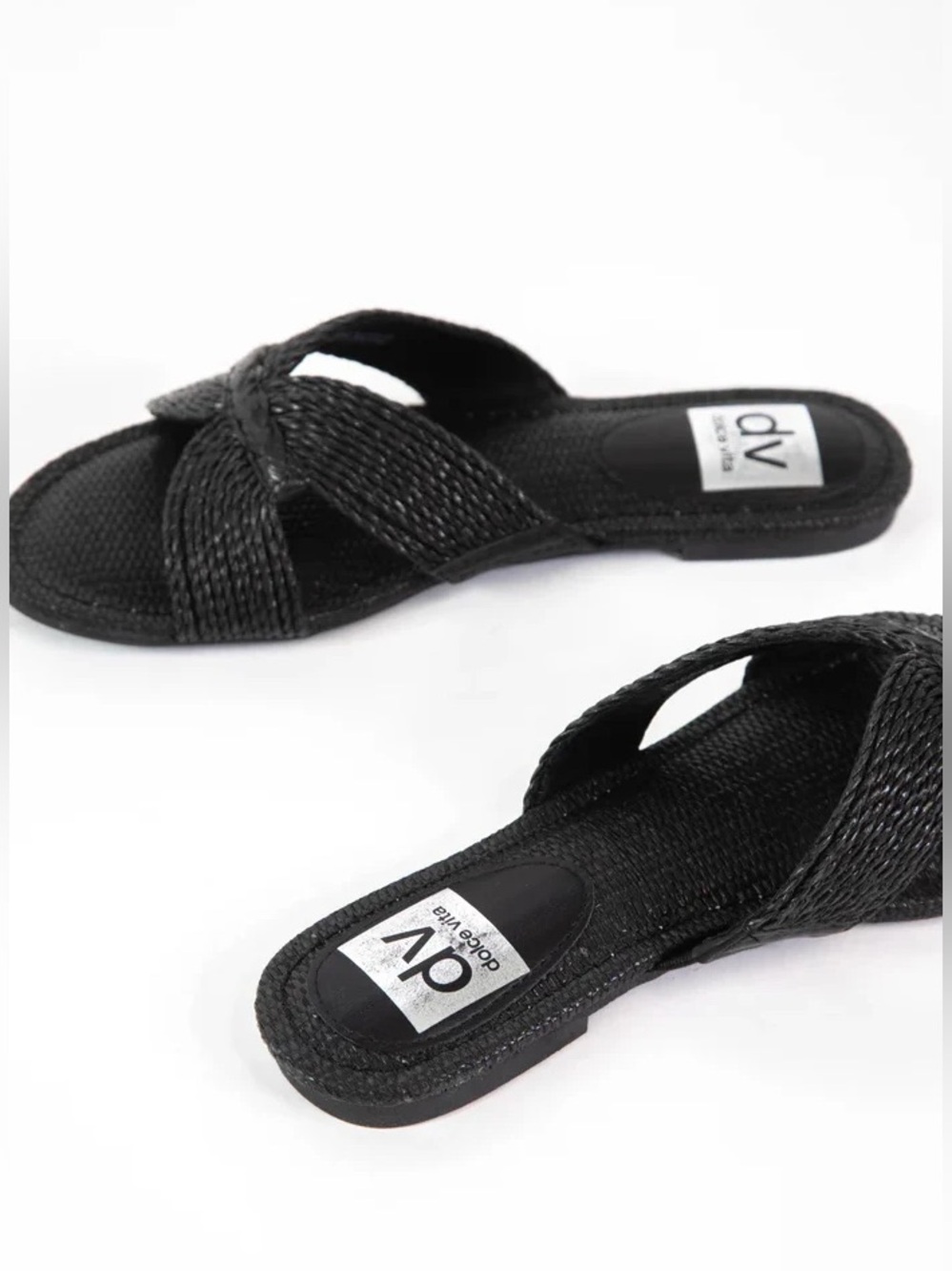 Dolce Vita Geeya Raffia Criss Cross Strap Slide Sandals